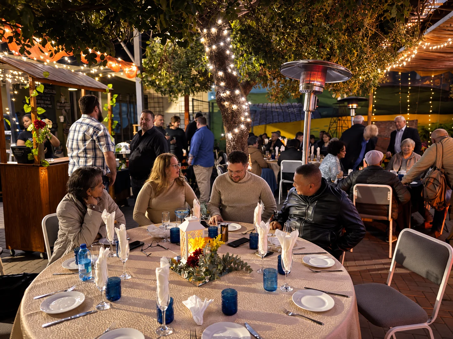 An evening courtyard function